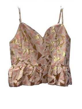 Ciebon Pink & Gold Metallic Peplum Top